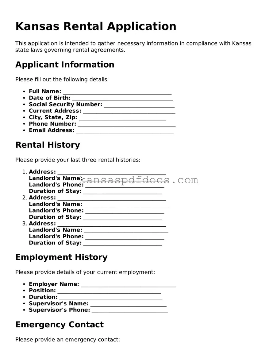 Valid Rental Application Template for Kansas State