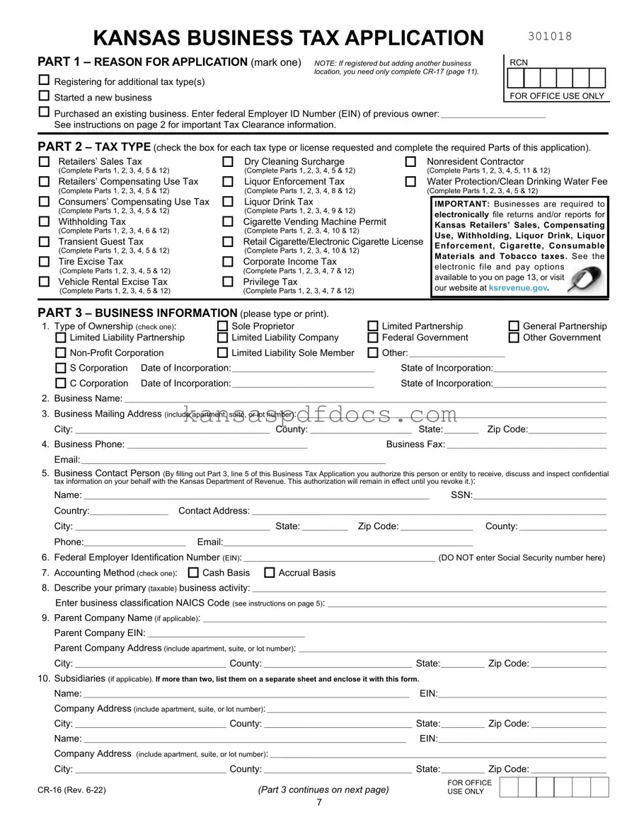 Download Kansas Cr 16 Form