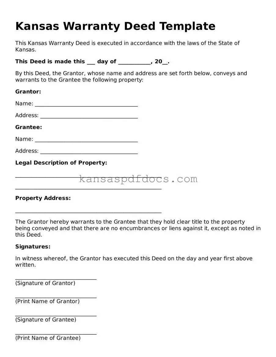 Valid Deed Template for Kansas State