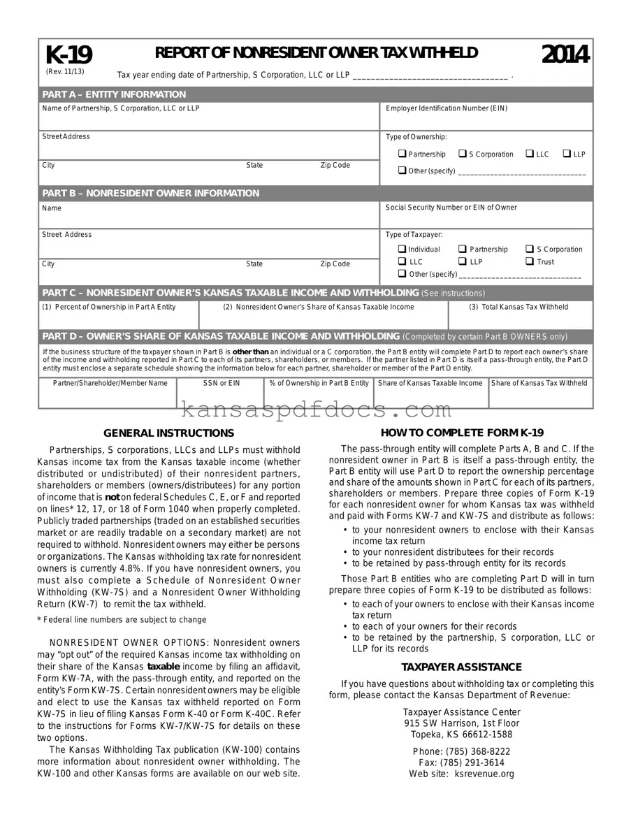 Download Kansas K 19 Form