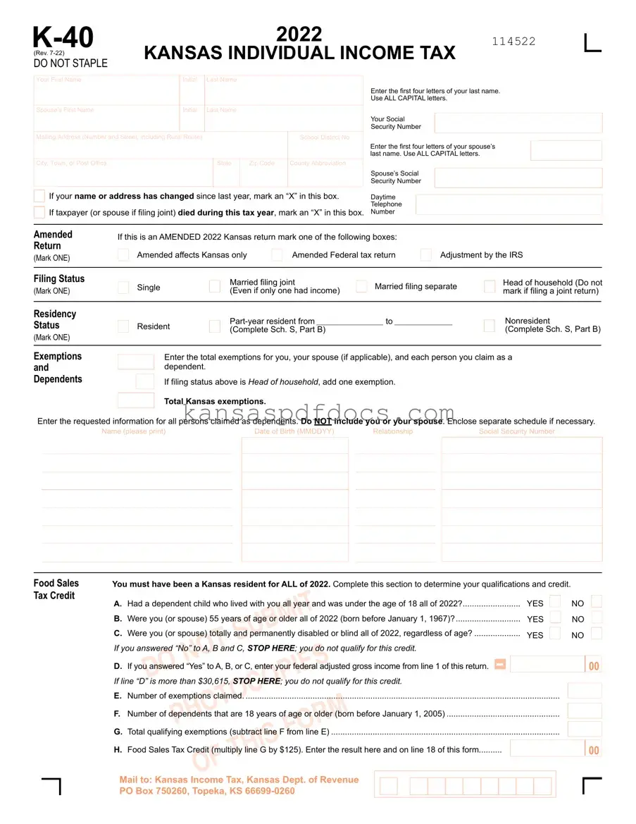 Download Kansas K 40 Form
