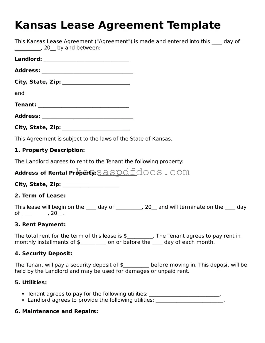 Valid Lease Agreement Template for Kansas State