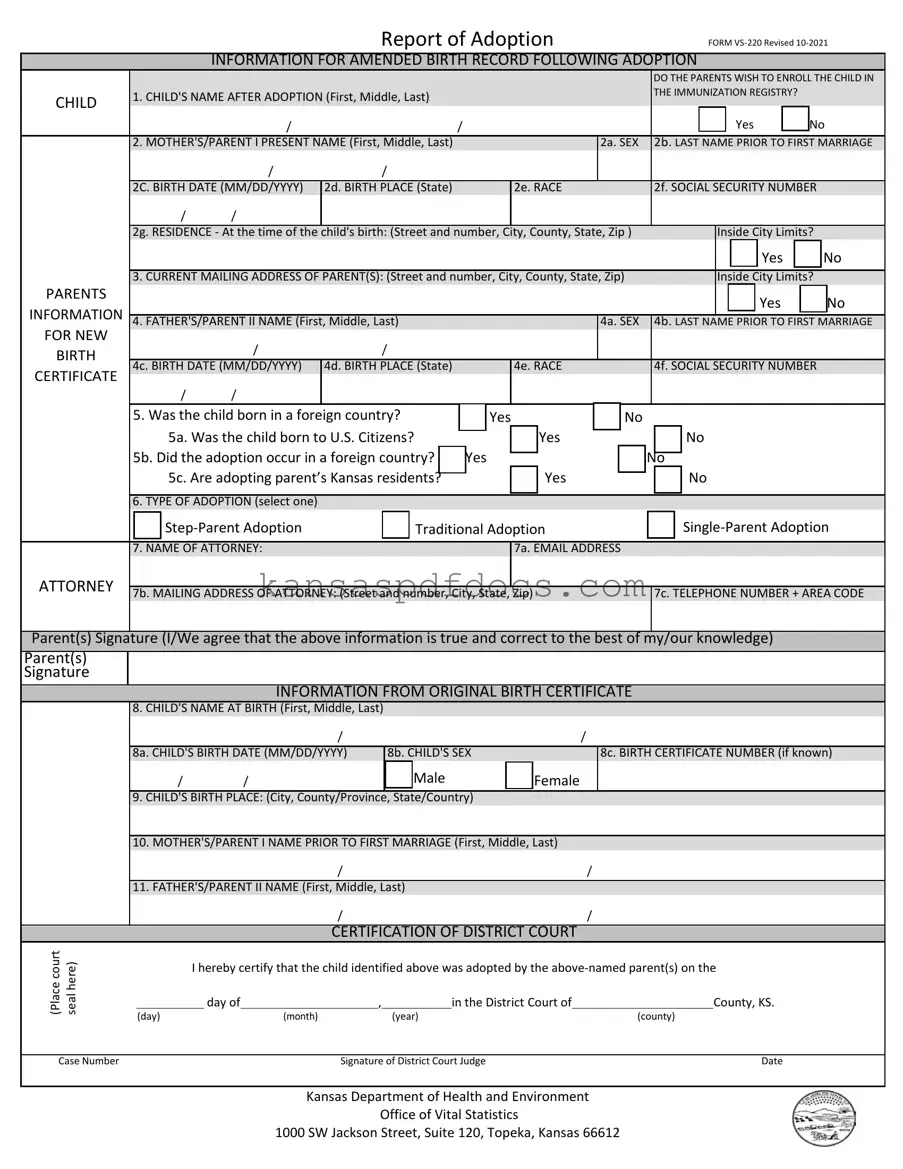 Download Kansas Report Of Adoption Form