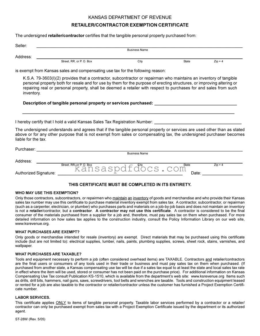 Download Kansas St 28W Form