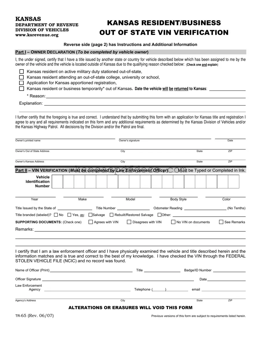 Download Kansas Tr 65 Form
