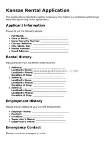 Valid Rental Application Template for Kansas State