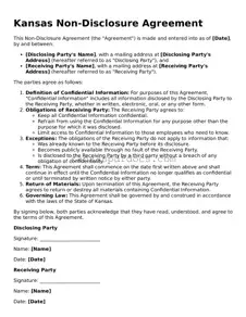 Valid Non-disclosure Agreement Template for Kansas State