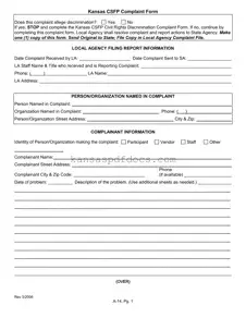 Download Kansas Csfp Complaint Form