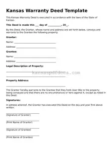 Valid Deed Template for Kansas State