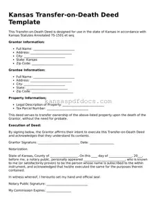 Valid Transfer-on-Death Deed Template for Kansas State
