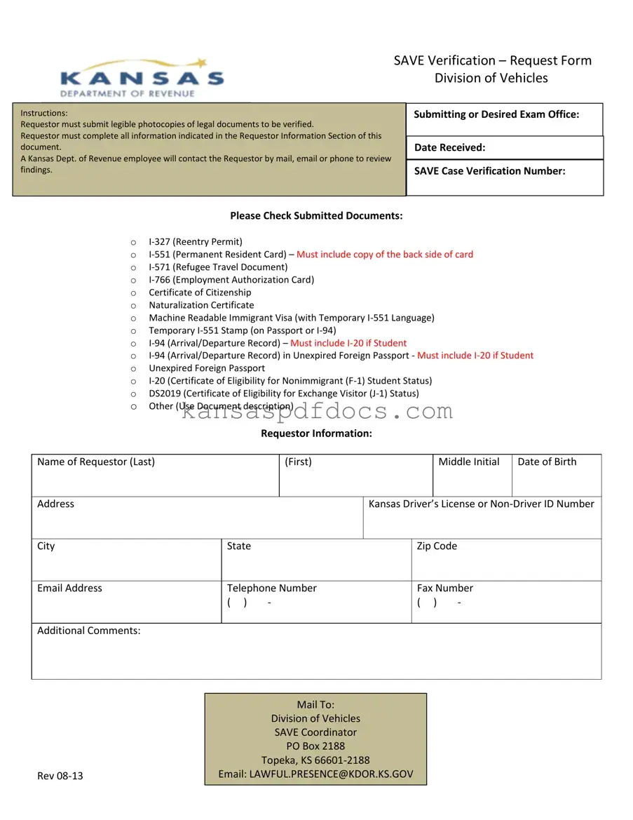 Download Save Verification Kansas Form